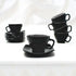 Set of 6 Black Ceramic Tea Cup Set with Saucer - The Earth Store - Tea Sets